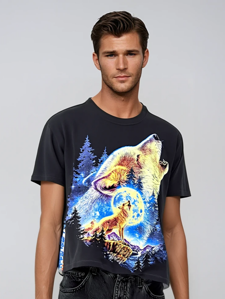 Glow-in-the-Dark Double-Sided Graphic Tee Shirt – Lunar Howl Edition
