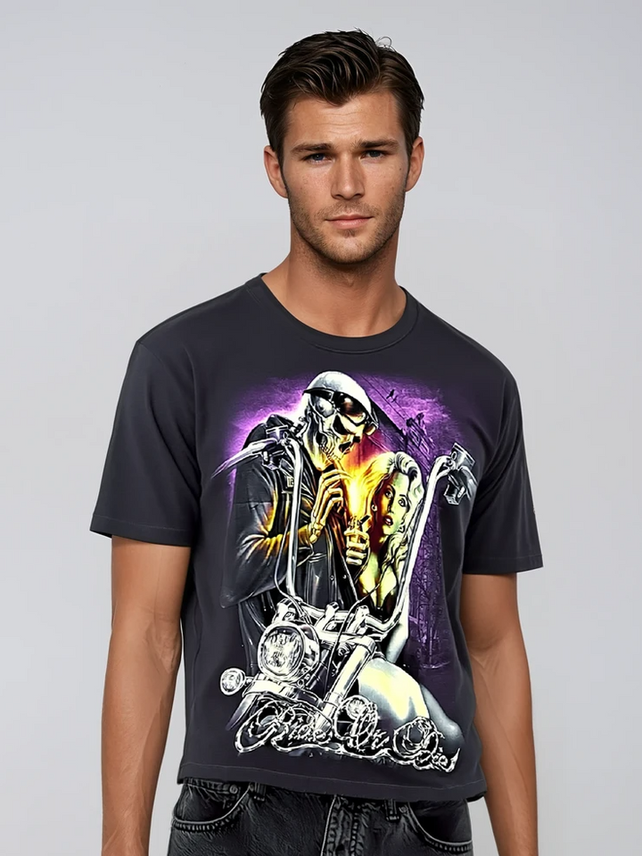 Glow-in-the-Dark Double-Sided Graphic Tee Shirt – Reaper Ride Edition