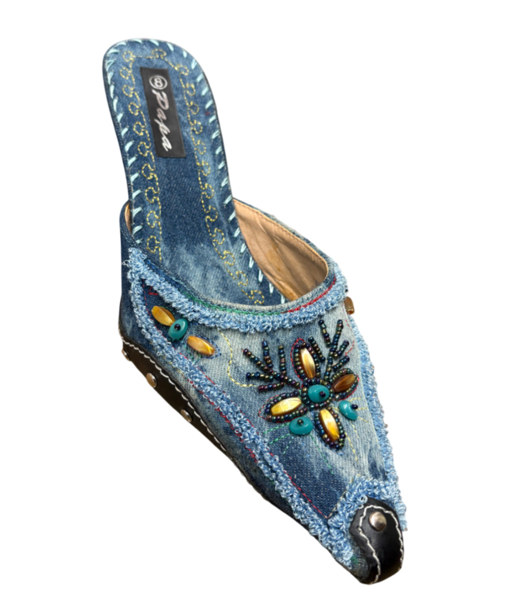 Indian Ethnic Beaded Denim Style Heels