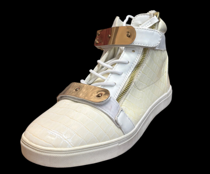 White Croc Embossed Design Shoes