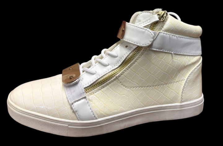White Croc Embossed Design Shoes