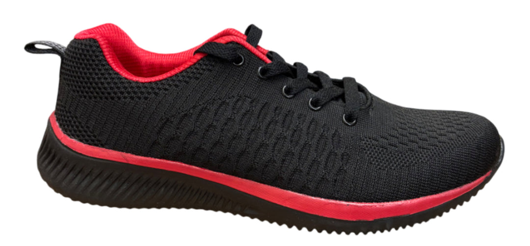 Lightweight Black Knit Running Shoes with Cushioned Sole
