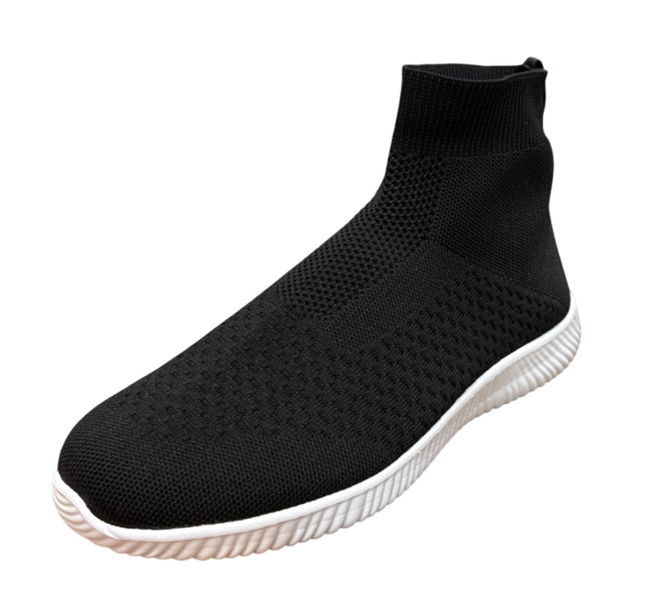 Sock-Style Knit Shoes with Ankle-High Stretch Collar