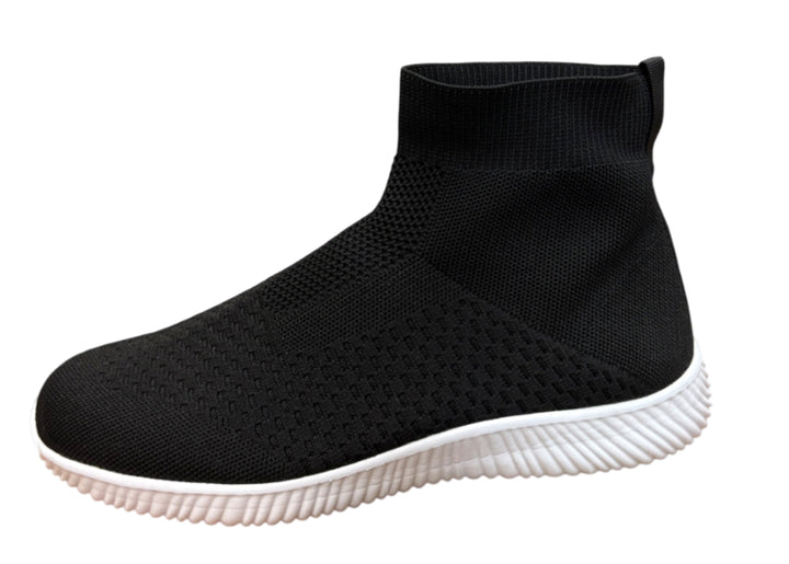 Sock-Style Knit Shoes with Ankle-High Stretch Collar