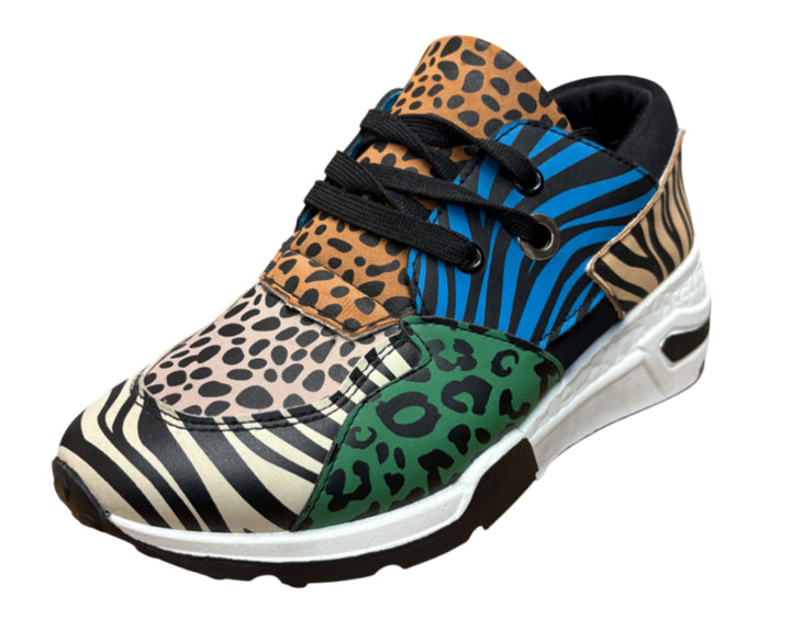 Multicolour Animal Print Shoes with Mixed Patterns