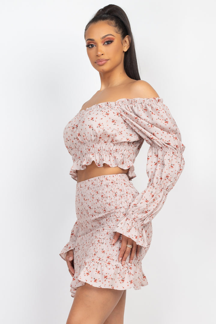 Ruffled Marie Long Sleeve Top & Skirt Set