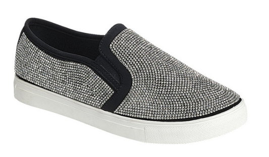Silver & Rainbow Rhinestone Slip-on Shoes