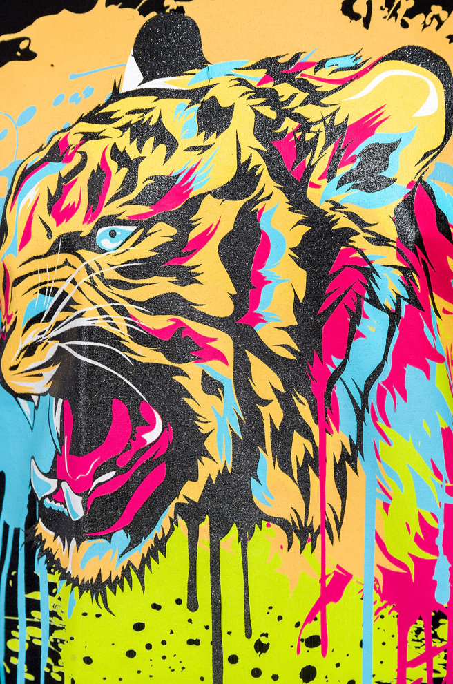 Tiger Splatter Graphic Tee Shirt