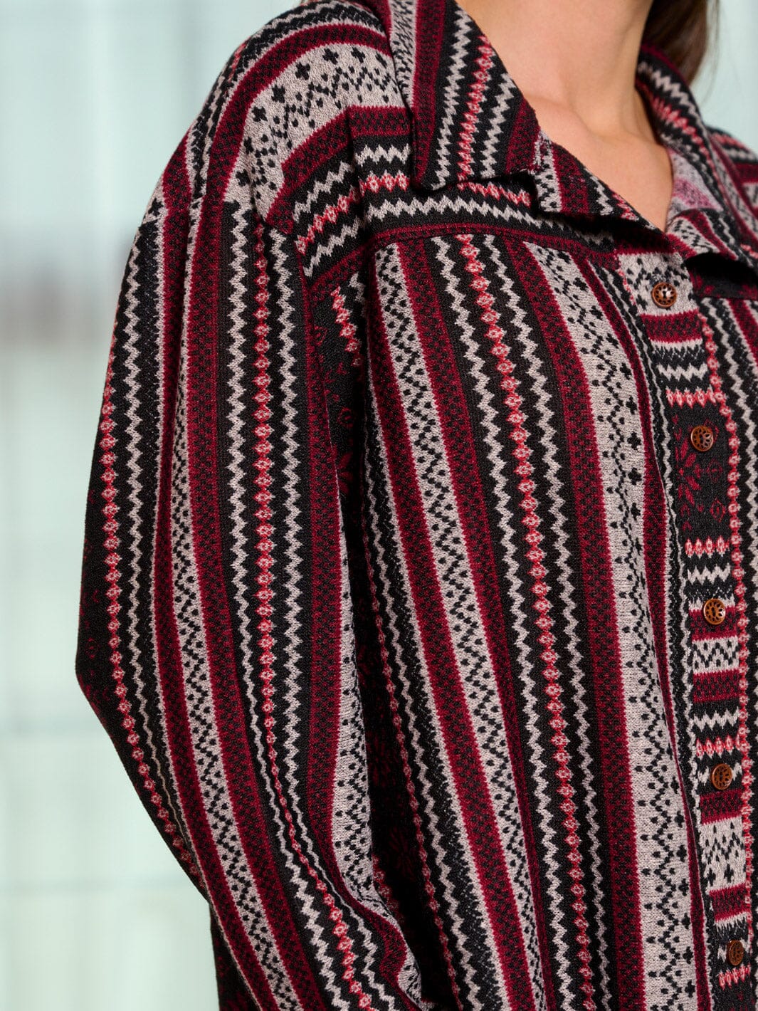 Button-Up Multi Print Blouse