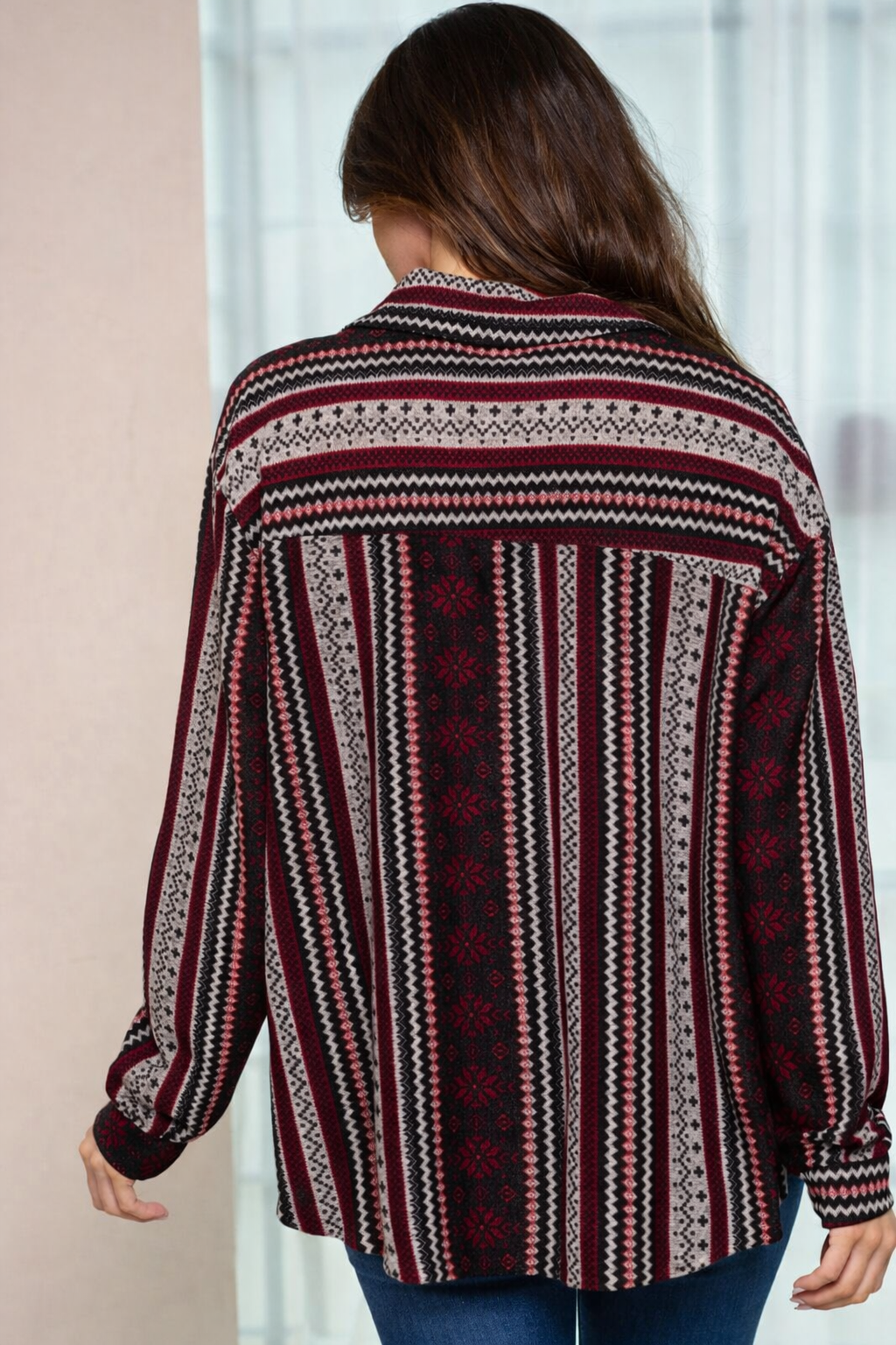 Button-Up Multi Print Blouse