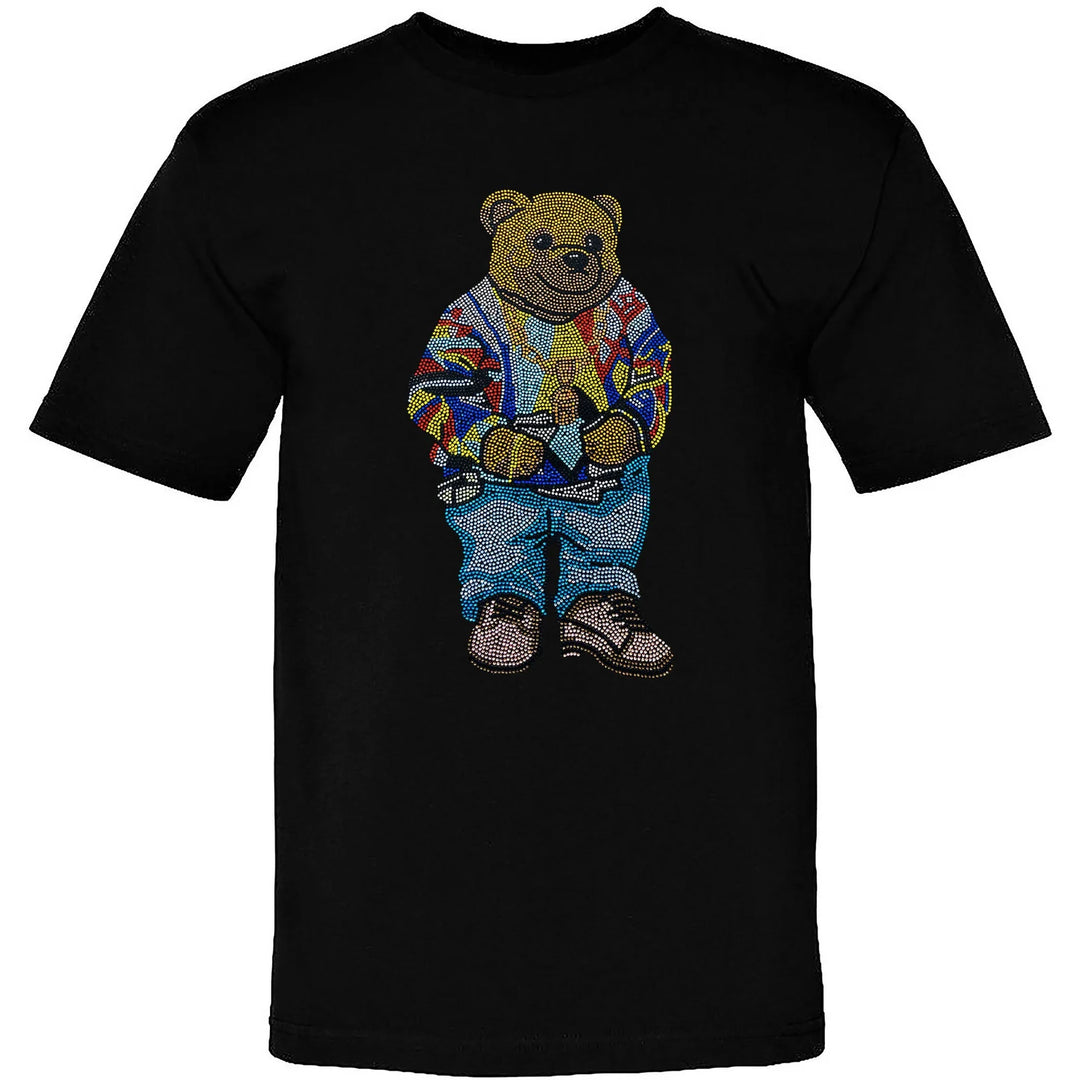 Colorful Rhinestone Polo Bear Tee Shirt