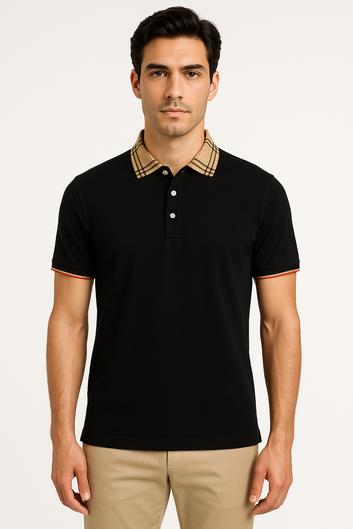 Black Contrast Collar Polo