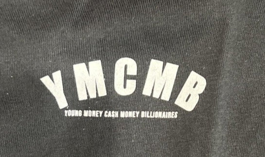 YMCMB Black Split Panel Graphic Tee Shirt