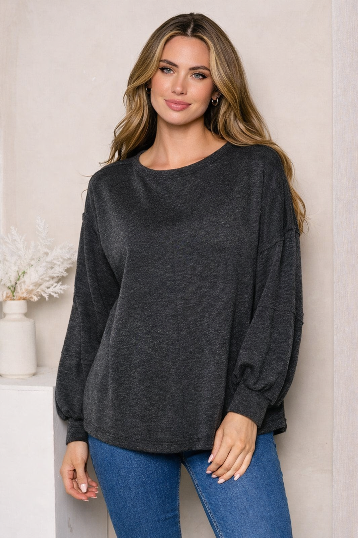 Relaxed Long Sleeve Knit Sweater