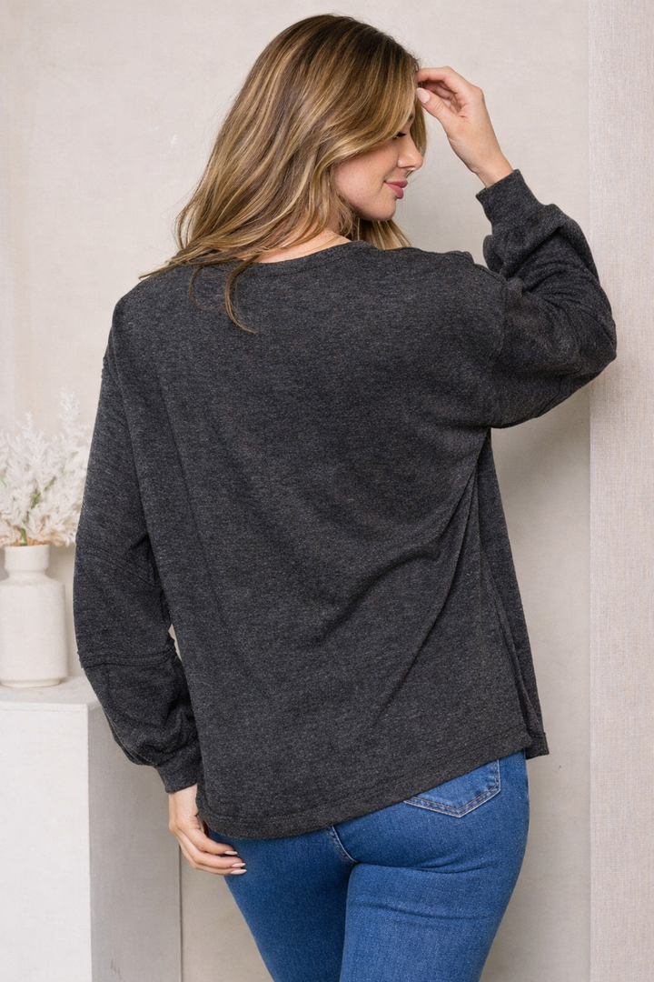 Relaxed Long Sleeve Knit Sweater