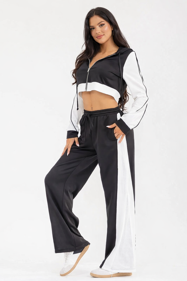 Contrast Hoodie & Track Pant Set